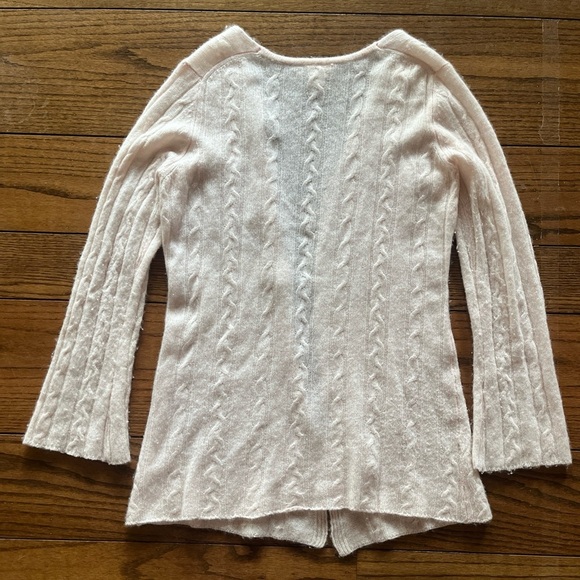 Minnie Rose Cashmere Open Front Long Sleeves Cardigan Blush Pink Size M - Picture 3 of 9
